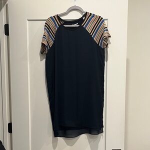 Scotch & Soda Dark Blue Dress with Multicolor Striped Sleeves